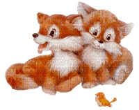 Baby Red Foxes and Bird - 免费PNG