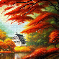 kikkapink autumn oriental asian background - Besplatni animirani GIF
