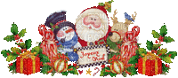 Père Noël - Cadeaux et Bonhomme de Neige