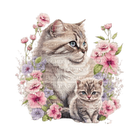 chats fleurs - 免费PNG