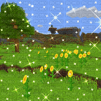 Minecraft Field Background - GIF animé gratuit