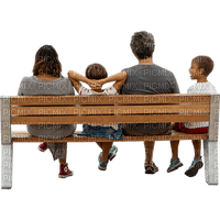 Familj -sitter-bänk--Family-on-bench - 無料png