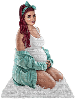 Pregnant woman. Turquoise. Leila - Free PNG