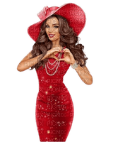 woman in red dress - PNG gratuit