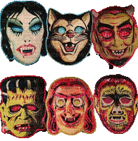 Vintage Halloween Masks - Gratis geanimeerde GIF