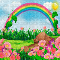 Y.A.M._Summer landscape background flowers - Free PNG