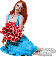 Woman with tulips. Spring. Easter. Leila - png ฟรี