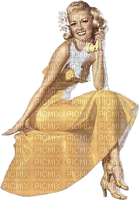 vintage woman yellow sitting - PNG gratuit