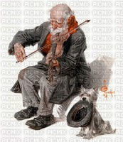 old violist and his dog - zdarma png