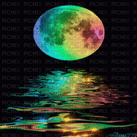 colorful moon and water animated bg - GIF animé gratuit