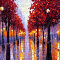 kikkapink autumn painting street background - δωρεάν png