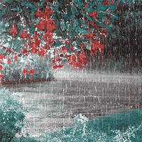 soave background animated tree flowers park rain - GIF animé gratuit