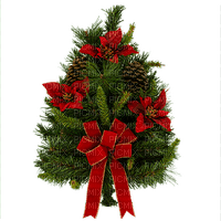 minou-christmas-Tree-With-Poinsettias-And-Pinecones - бесплатно png