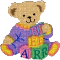Teddy bear with blocks - gratis png
