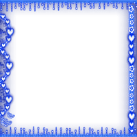 Frame.Flowers.Hearts.Stars.Blue - Free PNG