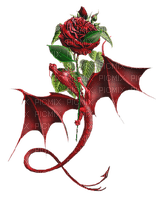 dolceluna gothic red brown dragon rose - Free PNG