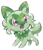 pokemon sprigatito green pink animated - Gratis animeret GIF