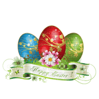 happy easter banner with text deco eggs