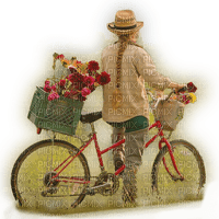 Frau mit Fahrrad - nemokama png