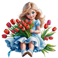 niña con tulipanes--Rubicat - PNG gratuit