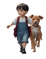 chłopczyk z psem - png gratis