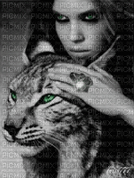 felino con donna - GIF animé gratuit