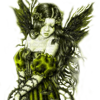 Y.A.M._Gothic fantasy angel yellow - PNG gratuit
