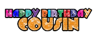 Kaz_Creations Logo Text Happy Birthday Cousin - GIF animé gratuit