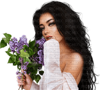 Woman with lilac. Leila - gratis png