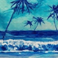 Blue Beach with Palm Trees - безплатен png