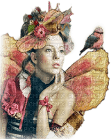 soave woman vintage fairy butterfly pink green - PNG gratuit