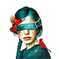 Fantasy woman green and red trust - png gratis