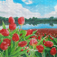 soave background animated vintage flowers field - Besplatni animirani GIF