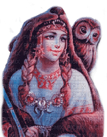 Y.A.M._Winter Fantasy women owl - gratis png