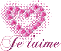 je t'aime fleurs rose en coeur - Animovaný GIF zadarmo