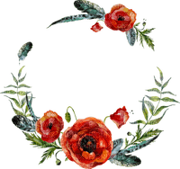 wreath flower poppies  round frame sunshine3 - Free PNG