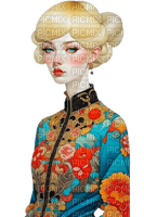 woman blue red art - 無料png