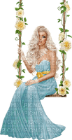 Kaz_Creations Woman Femme Swing Flowers - png gratis