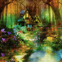 fairy house forest  gif bg maison feerie fôret fond