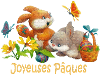lapin text easter ostern Pâques paques  deco tube gif anime animated bunny hasen lievre - GIF animé gratuit