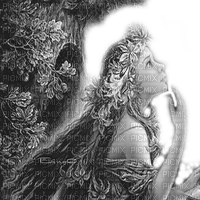 Y.A.M._Fantasy girl Josephine Wall black-white - png grátis