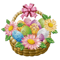 Korb, Eier, Blumen, Ostern - png gratis