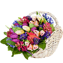 Spring Flower Basket with Butterflies - GIF animasi gratis
