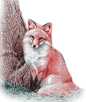 soave autumn fox animals tree  pink teal - 無料png
