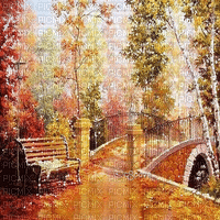 soave background animated autumn forest bridge - GIF animé gratuit