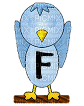 Lettre F oiseau - GIF animé gratuit