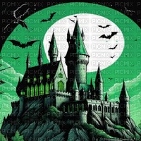 Green Hogwarts with Bats - gratis png