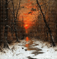 Rena Winter Forest Wald Background Hintergrund Sun - png gratis