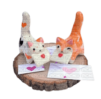 ceramic cat and fox holding love letters - png gratis