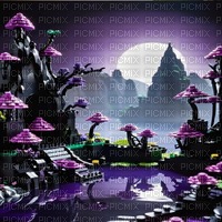 Purple and Black LEGO Fantasy Landscape - PNG gratuit
